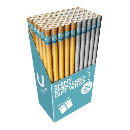 Embossed Metallic Gift Wrap Gold & Silver 2m x 70cm