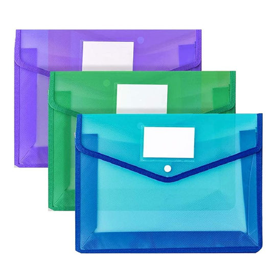 A4 Plastic Document Wallet 3 Pack