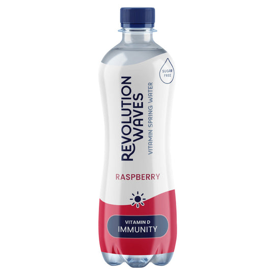 Revolution Waves Raspberry Vitamin D Spring Water 500ml Bottles - Case of 12