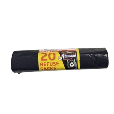 MAMMOTH Extra Strong Black Refuse Sacks Bags 20 Roll Pack