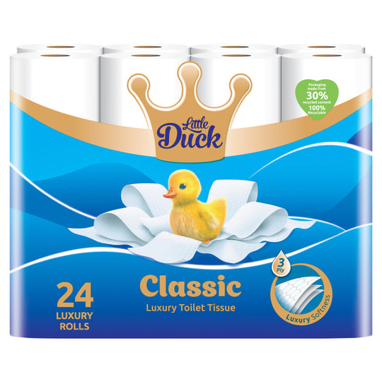 Pallet Deal : 60 x Little Duck Classic 3 Ply Toilet Roll 24 Pack