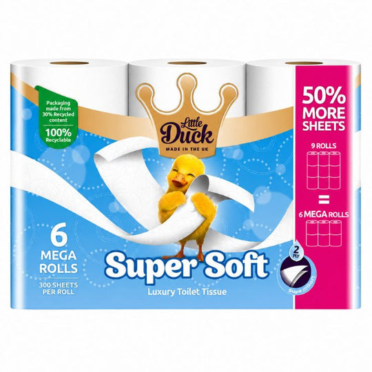 Pallet Deal : 180 x Little Duck Mega 2 Ply Toilet Roll 6 Pack