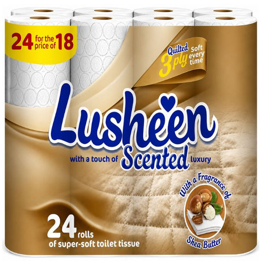 Pallet Deal : 60 x Lusheen Scented 3 Ply Shea Butter Toilet Roll 24 Pack