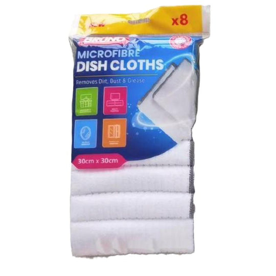 Bruno Microfibre Cloths White 8 Pack
