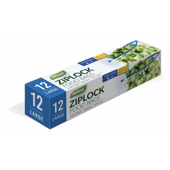 Refresh Ziplock Food Bags Large 12 Pack