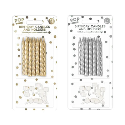 Pop Metallic Candles Set 12 Pack