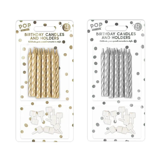 Pop Metallic Candles Set 12 Pack