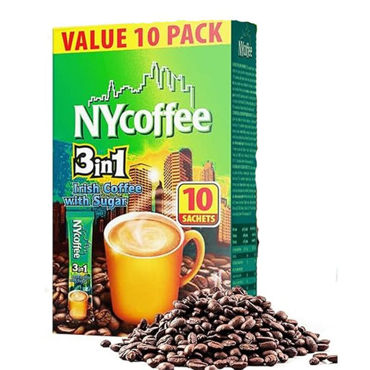 NY Coffee 3 in 1 Irish Coffee with Sugar 10 Pack - Case of 10