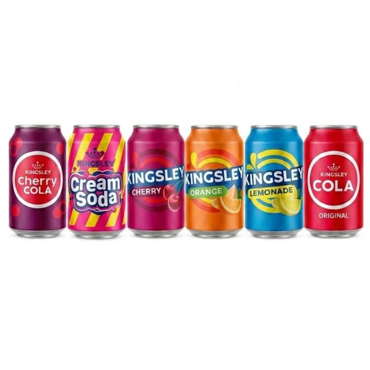 Pallet Deal : 2,880 Kingsley 330ml 6 Pack Carbonated Soft Drink Cans Assorted Flavours (480x6pk)