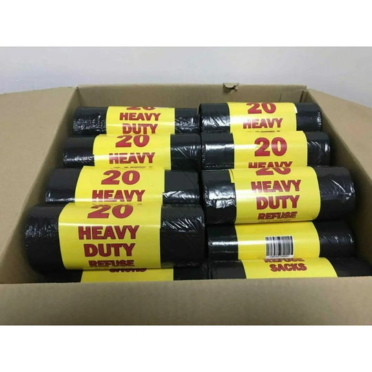 EP Extra Heavy Duty Black Refuse Sacks Bags 20 Roll Pack