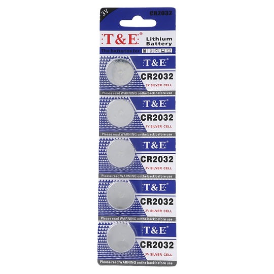 T&E Lithium Battery CR2032 - Strip of 5