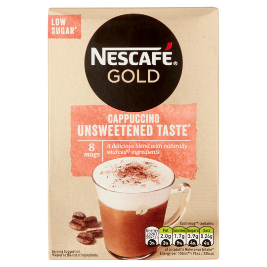 Nescafe Gold Cappuccino Unsweetened Instant Coffee 8 Sachets - Case of 6