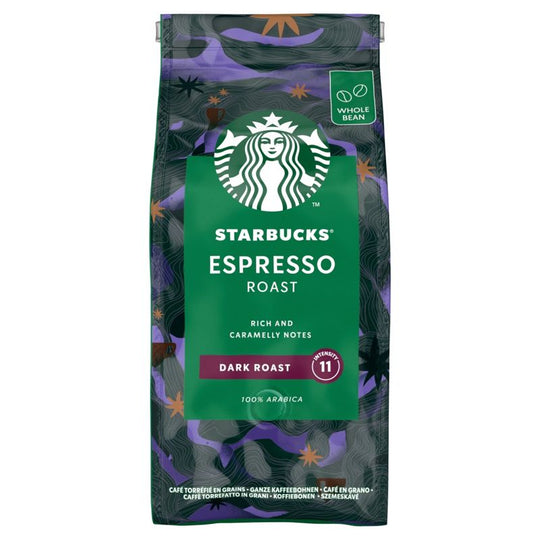 STARBUCKS Dark Espresso Roast Whole Bean coffee bag 200g - Case of 6