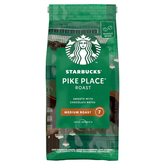 STARBUCKS Pike Place Medium Roast Whole Bean coffee bag 200g - Case of 6