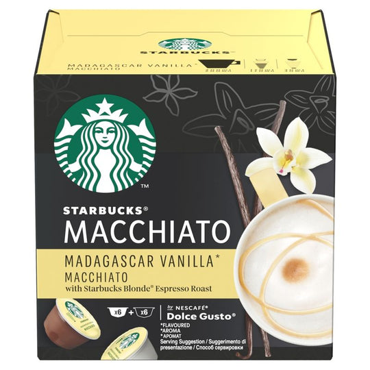 STARBUCKS by Dolce Gusto Madagascar Vanilla Macchiato coffee pods 12 Pack - Case of 3