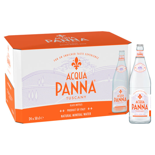 Acqua Panna Still Natural Mineral Water Glass 500ml Bottles - Case of 24.
