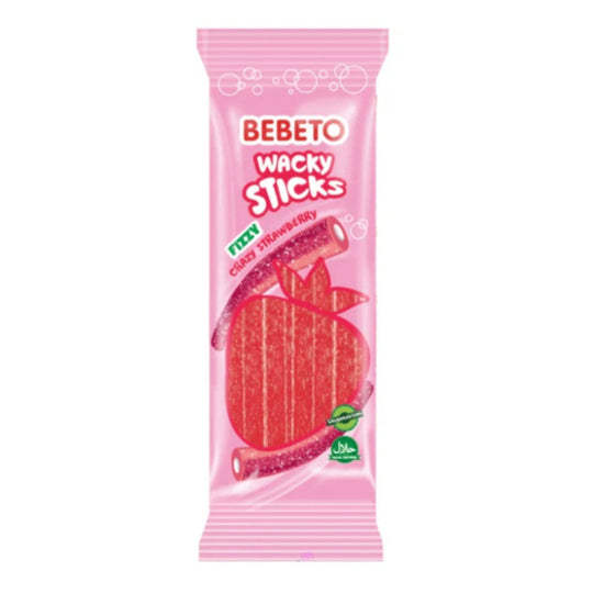 Bebeto Wacky Sticks Fizzy Strawberry 160g - Case of 24