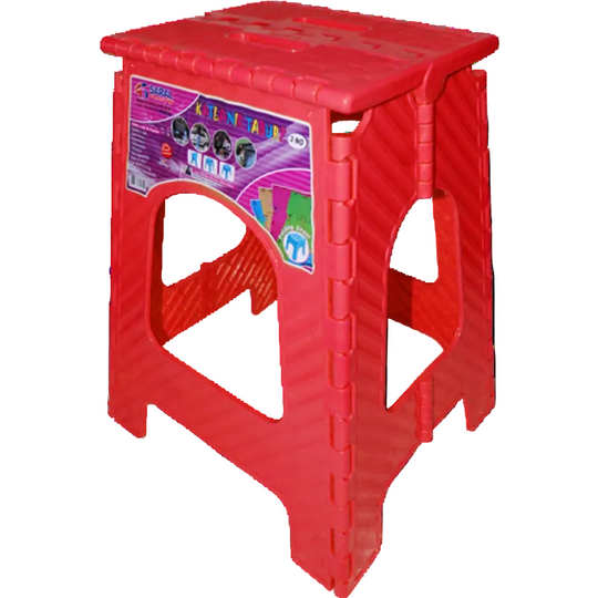 Hobby Life Saral Folding Stool No 3 Red folding stool with a colorful label on a white background