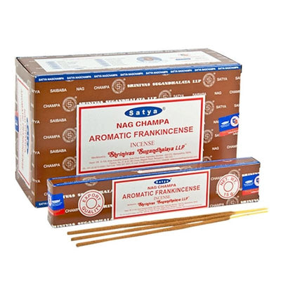 Satya Aromatic Frankincense Incense Sticks 12 Pack - Case of 12