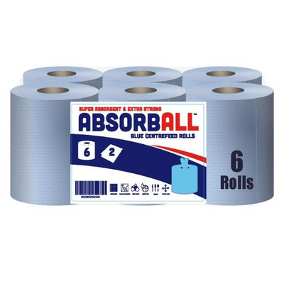 Absorball Blue Value Centrefeed Paper Tissue 6 Roll Pack