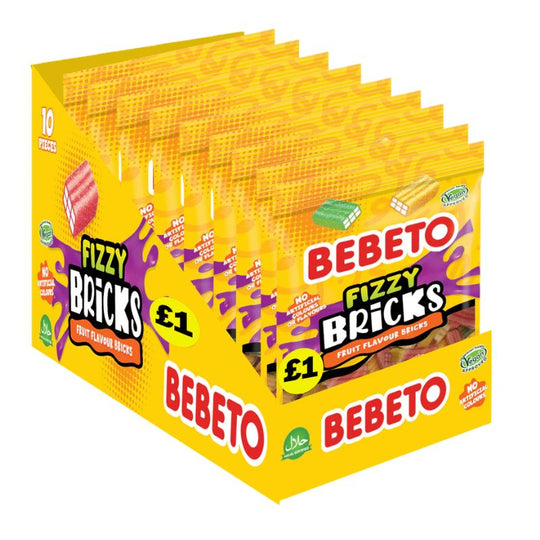 Bebeto Fizzy Bricks Liquid Filled Gummies 130g PMP £1 - Case of 10