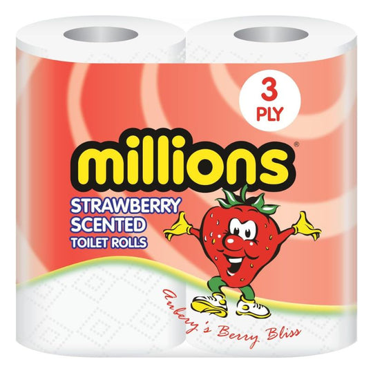 Millions Toilet Paper Strawberry Scented 3Ply 4 Pack - Case of 10