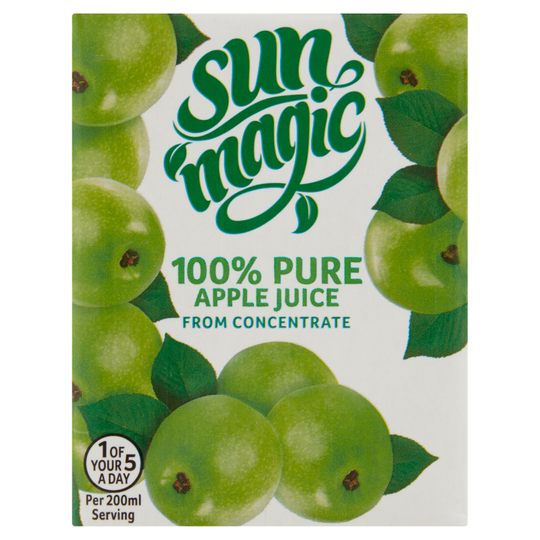 Sun Magic 100% Pure Apple Juice Cartons 200ml - Case of 24