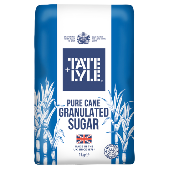Tate & Lyle Pure Cane Granulated Sugar 1kg - Case of 15 Made in UK