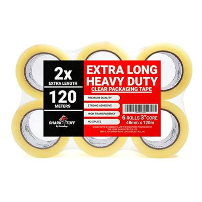 Shark Tuff Clear Jumbo Parcel Tape 48mm x 120m - Case of 6