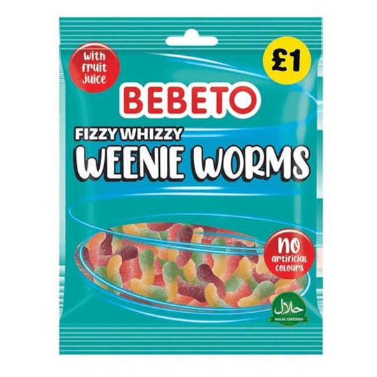 Bebeto Fizzy Whizzy Weenie Worms 150g PMP £1 - Case of 10