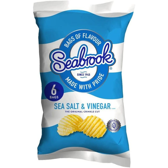 Seabrook Crinkle Cut Crisps Sea Salt & Vinegar 6x25g - Case of 8