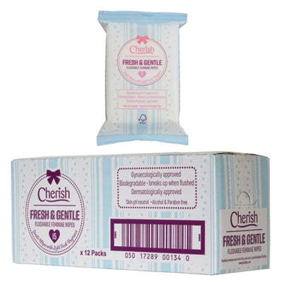 Cherish Feminine Intimate Care Wipes 15 Sheets - Case of 12