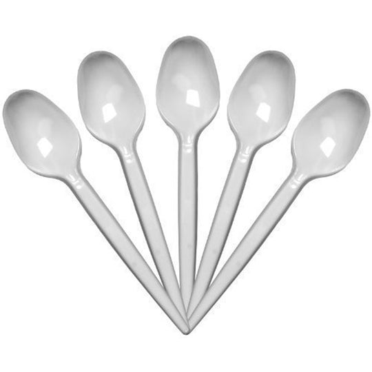 Disposable Plastic Tea Spoons White 150 Pack