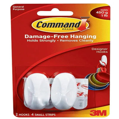 3M Command Small Oval Hooks With Command Adhesive Strips