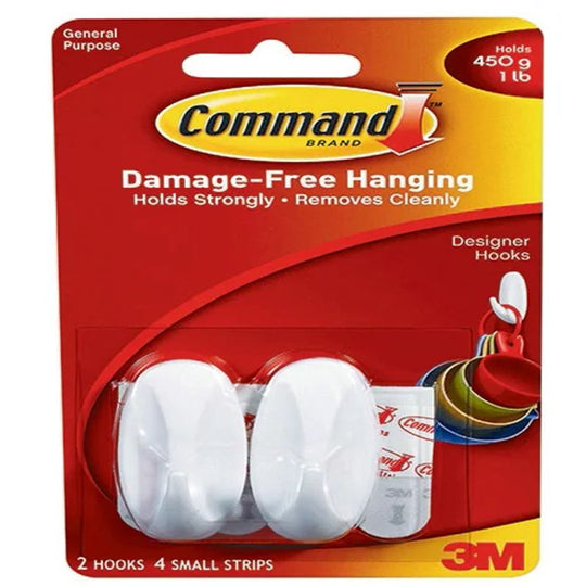 3M Command Small Oval Hooks With Command Adhesive Strips