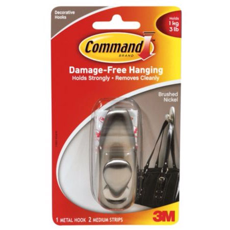 3M Command Medium Metal Hook Brushed Nickel