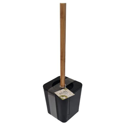 Toilet Brush Set with Bamboo Handle Black