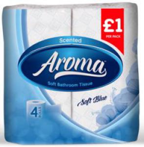 Aroma Scented Soft Blue Toilet Tissues 4 Pack - Case of 10