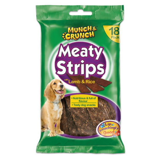 Munch & Crunch Meaty Strips Lamb & Rice 18 Pack
