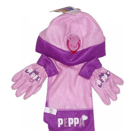 3 piece Hat Glove and Scarf Set Peppa Pig