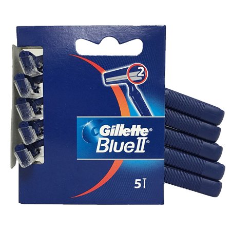 Gillette Blue II Dispoable Shaving Razors 5 Pack - Case of 20