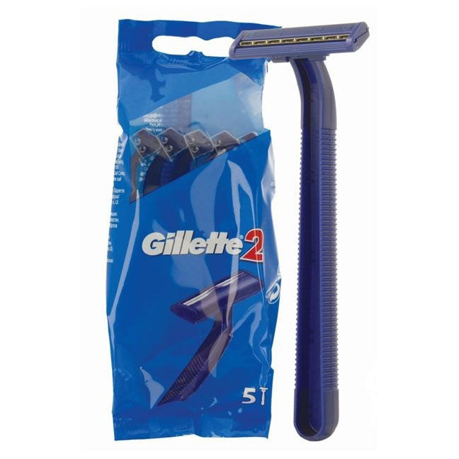 Gillette 2 Disposable Shaving Razors 5 Pack - Case of 6 Wholesale