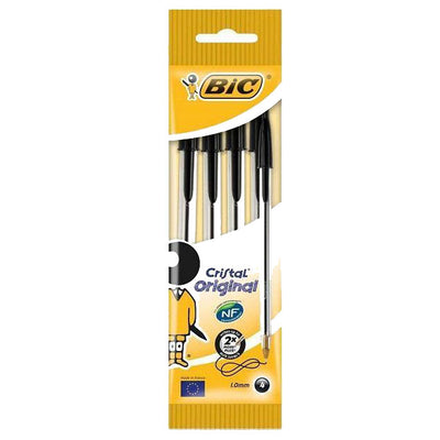 BiC Ballpoint Pen Cristal Original Black Fine 4 Pack - Case of 10