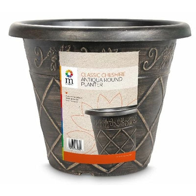 Antiqua Planter 45cm x 35.5cm Black With White