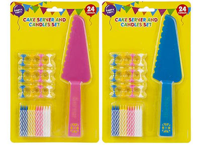 Candle Set With Cake Server 2 Assorted Colours - Case of 18