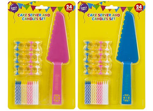 Candle Set With Cake Server 2 Assorted Colours - Case of 18