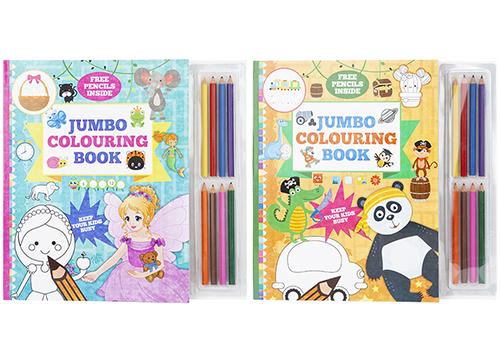 Colouring Book With 8 Mini Pencils 2 Assorted Designs - Case of 12