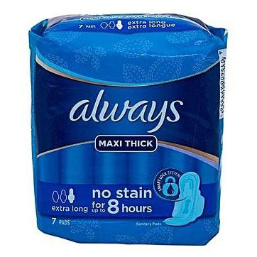 Always Maxi Thick Extra Long Sanitary Towels 7 Pack - Case of 18