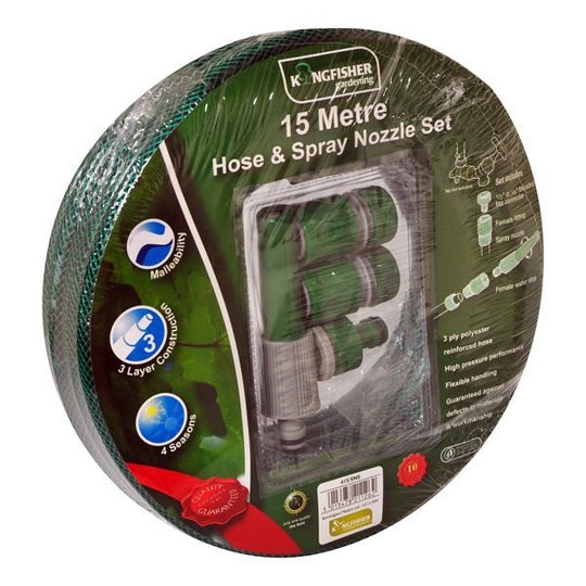 15m Hose And Spray Nozzle Set