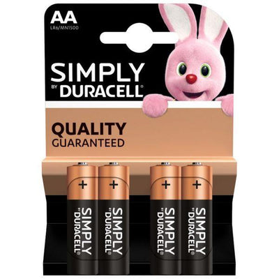 Duracell Simply AA Battery 4 Pack - Case of 20